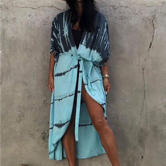 Maxi Kimono Swim Cover up Dress - Picture 1 of 6